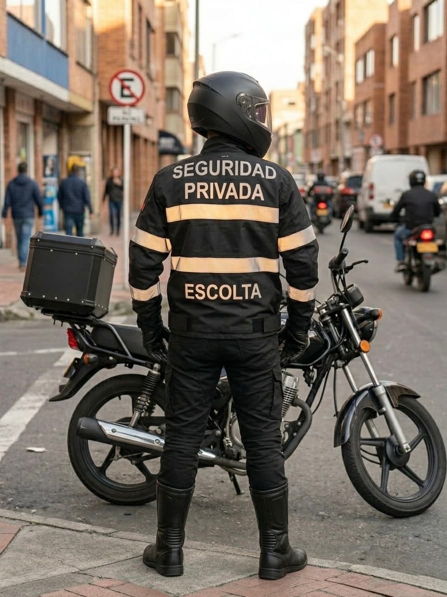Escolta de seguridad privada con traje completo